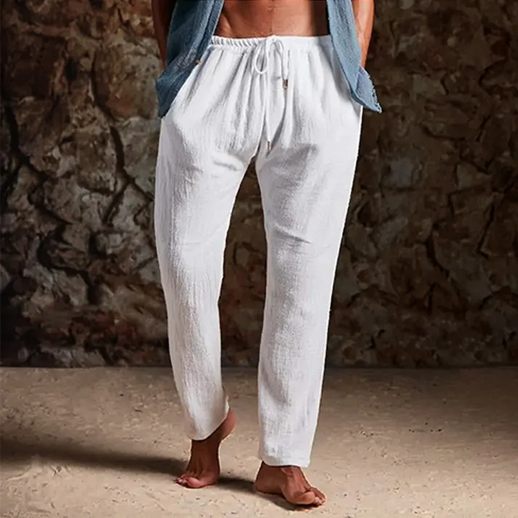 Men's Linen Simple Basic Elastic Waist Pencil Pants 2070