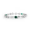 14K White Gold 10 ct tw 6 Shapes Lab Diamond & Lab Emerald Tennis Bracelet