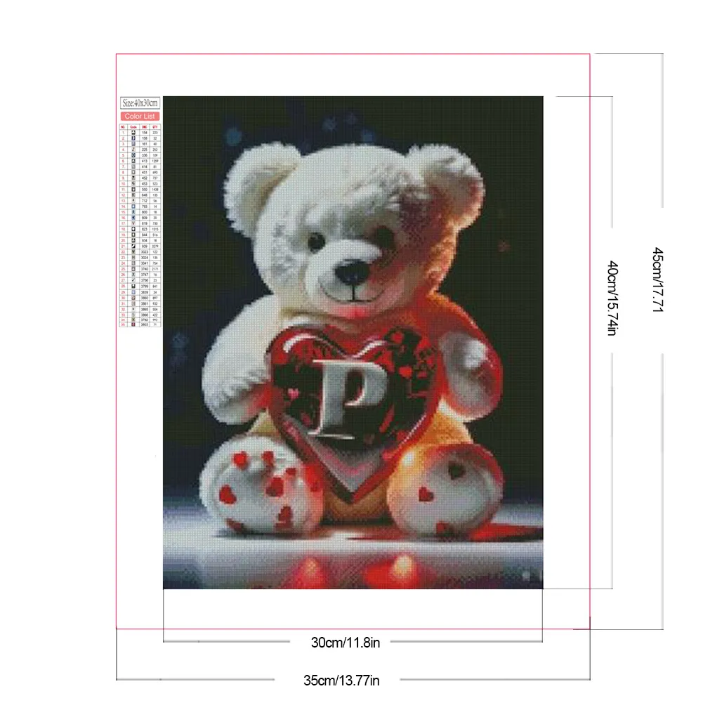 Diamond Painting - Full Square Drill - Bear Love P(Canvas|35*45cm)
