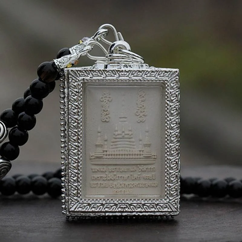 Obsidian Bead Buddha Elephant Serenity Pendant Necklace