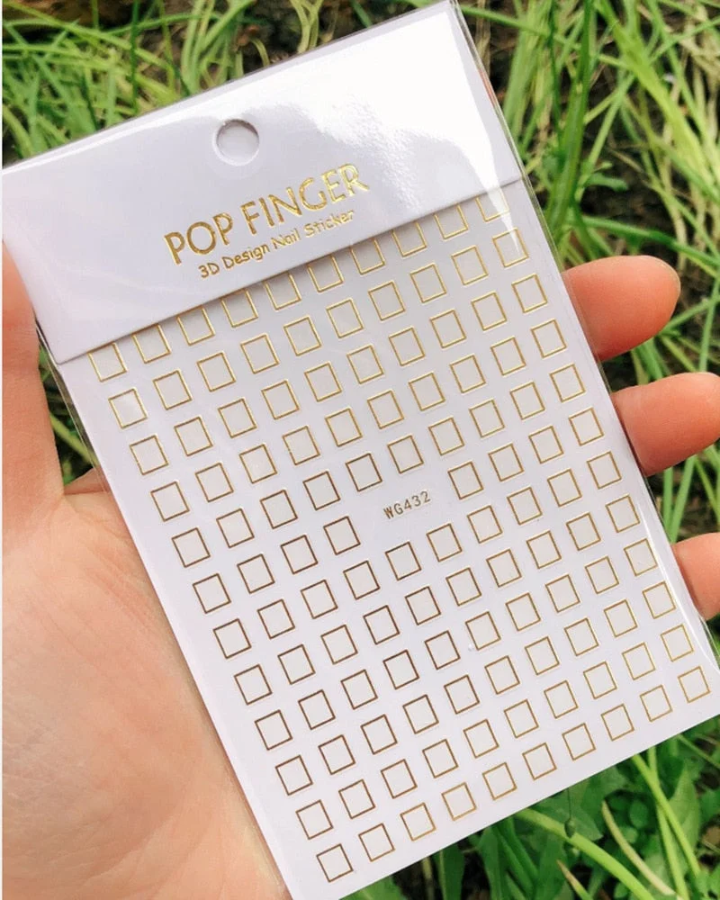 Nail Art 3D Stickers Decals Hearts Gold Manicure Nails Hollow Heart Design Self-Adhesive Thin Sticker Wraps Tip Decoration-Nail Inspo