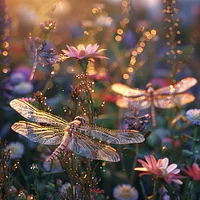 Magical Dragonfly Garden - Diamond Painting