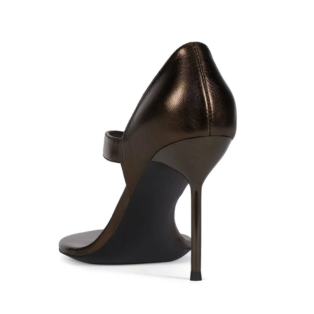 Brown Open Round Toe Slip On Flip Flops Sexy High Heels Shoes