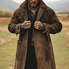 Men's Vintage Multi-Pocket Reverse Collar Outdoor Jacket Duster Trench Coat by Inlyline