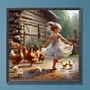 Vie d’animaux de compagnie fille-plein diamant rond peinture-30 * 30cm