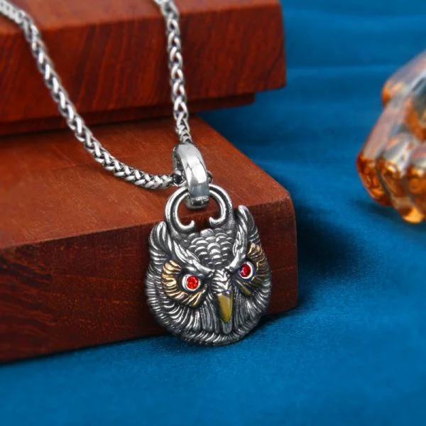 Sterling Silver Zirconia Owl Necklace Pendant Necklace