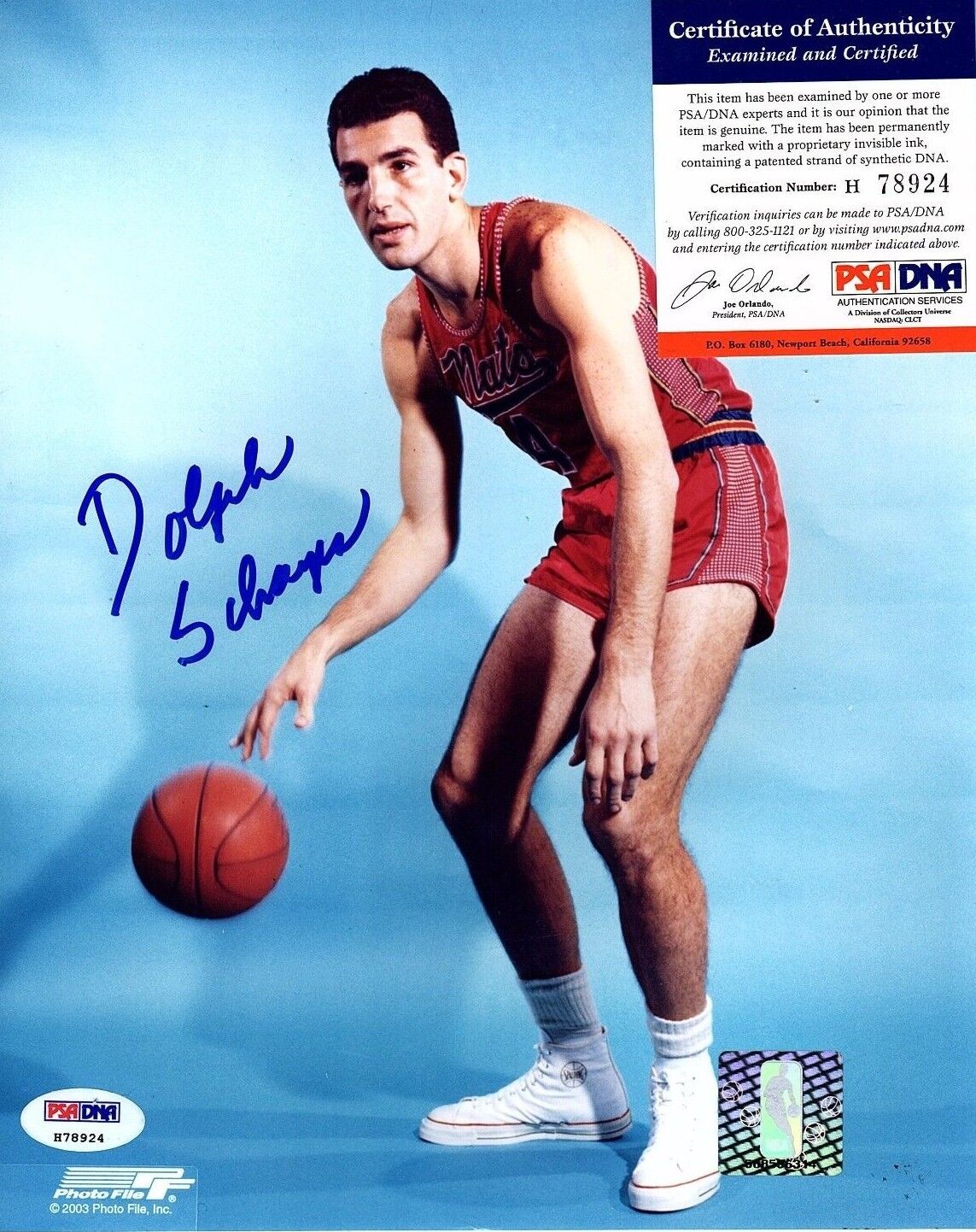 Dolph Schayes Signed Autographed 8X10 Photo Poster painting HOF PSA/DNA # H78924