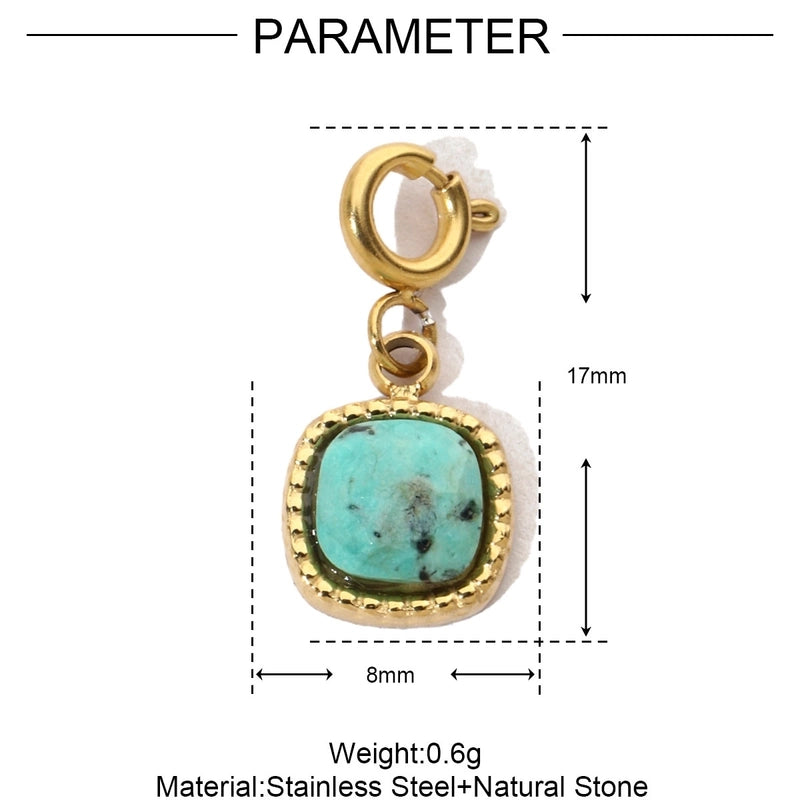 3 PCS/Package 15 * 33mm Titanium Steel Natural Stone Heart Shape Eye Pendant Jewelry Accessories