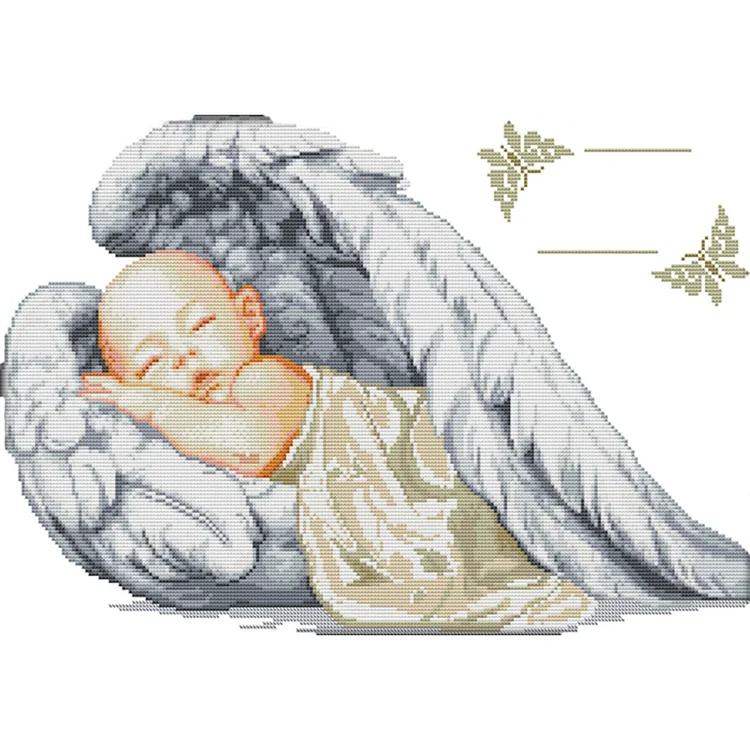 Joy Sunday-Little Angel Birth Certificate (49*34CM) 11CT Counted Cross Stitch gbfke
