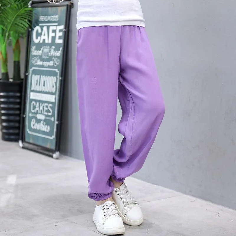 2-11 Years Boys Girls Sports Pants Children Pure Color Trousers Kids Summer Autumn Anti-mosquito Pants Spring Cotton Pajama Pant
