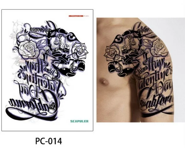 Large size temporary tattoo on chest body arm shoulder cool fake tattoos water transfer tattoo for men big 32*24cm tatto sticker