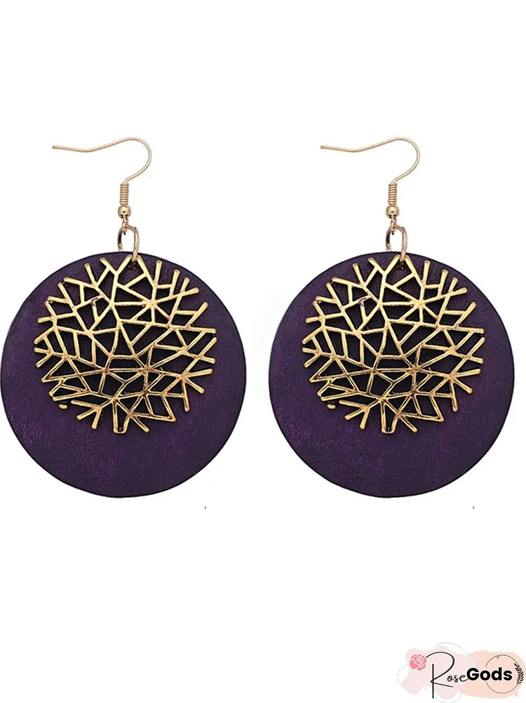 Vintage Tree Embossed Alloy Women Earrings