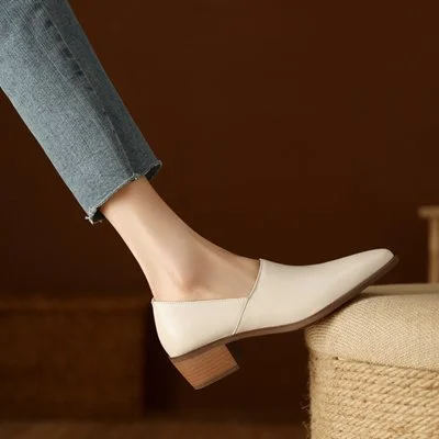Churchf Churchf Heel Single Shoes Female 2024 New Pointed Deep Mouth French Small Fragrant Wind Thick With Temperament Pure Color Small Leather Shoes Female