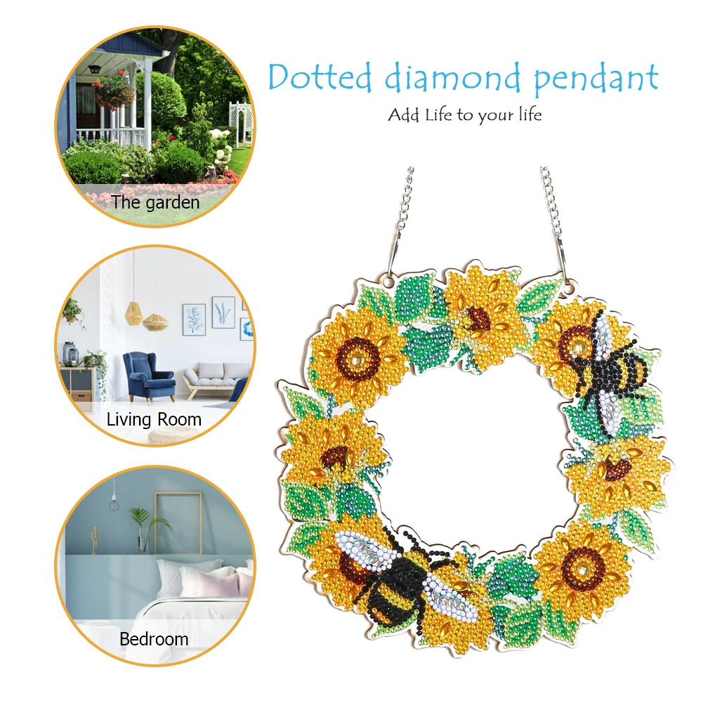 DIY Diamond Painting Art Hanging Wreath - Bee