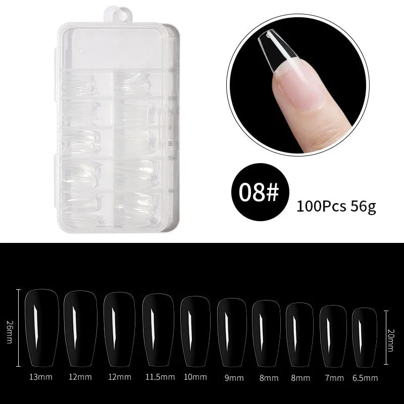100Pcs False Full Nail Tips Quick Building Mold Tips Nail Dual Forms Finger Extension Nail Art UV extension Easy Find Nail Tools-Nail Inspo