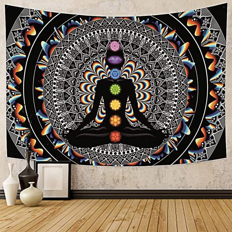 Chakra Vintage Meditating Yoga Tapestry