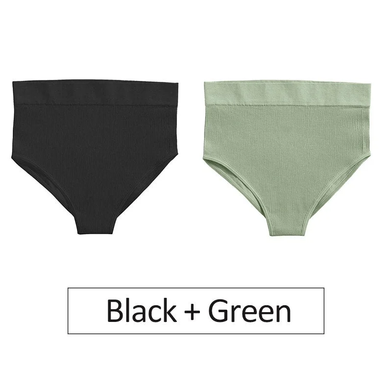 2PCS/Set Women's Panties High Waist Seamless Underwear Female Underpants Woman Sexy Briefs Ladies Panties Intimates Lingerie