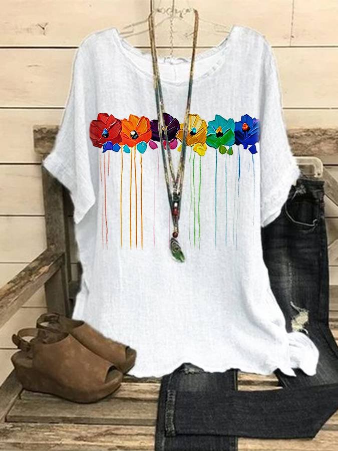 Women's Oil Painting Floral Print Shirt