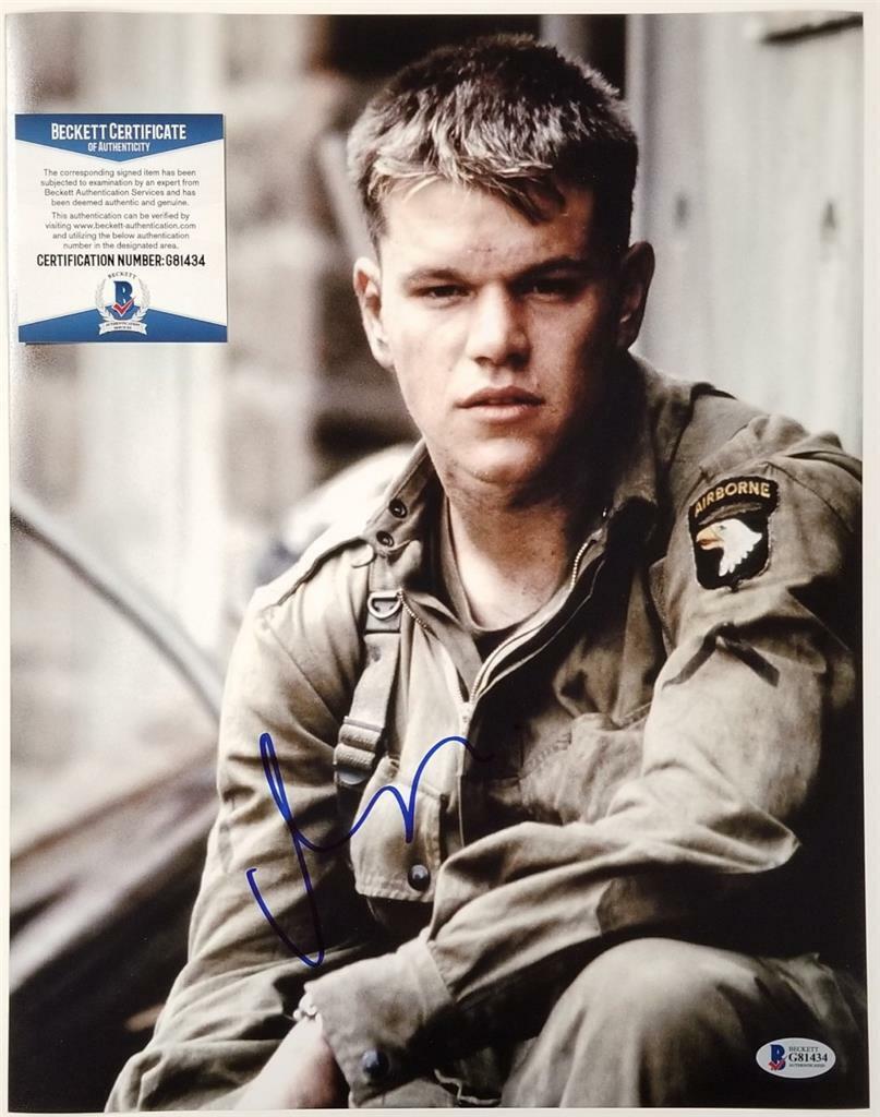 Actor Matt Damon signed Saving Private Ryan 11x14 Photo Poster painting auto B ~ Beckett BAS COA