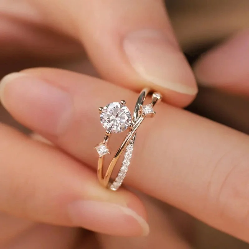Cosmic Trail Planet Rings Women's Zircon Rhinestone Wedding Rings