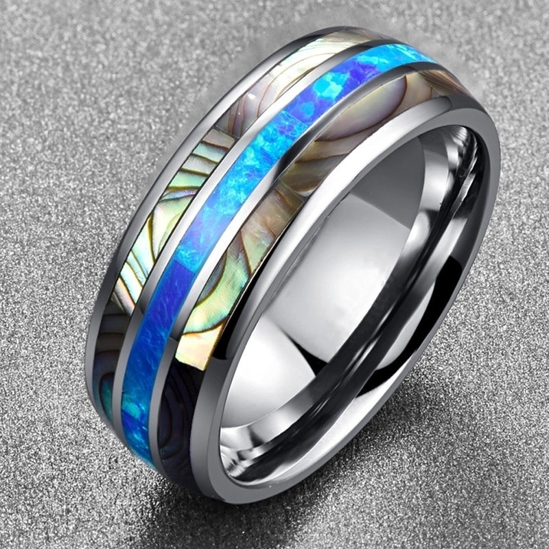 Minimalist Round Color Block Stainless Steel Unisex Rings
