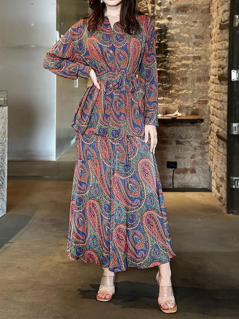 Elegant Printed Shirt & Skirt Two-piece Set | Oxredo Shop Ramadan Sale