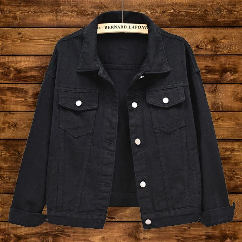 Toloer Toloer Denim Jacket Women's Loose Summer Korean Casual Versatile 2024 Short Jacket Long Sleeve Jacket-Outfit Ideas