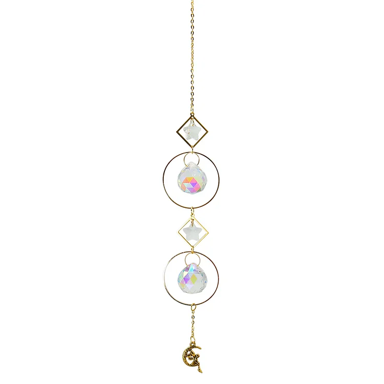 Crystal Wind Chime Star Moon Pendant Colorful Beads Hanging Drop Home Decor gbfke