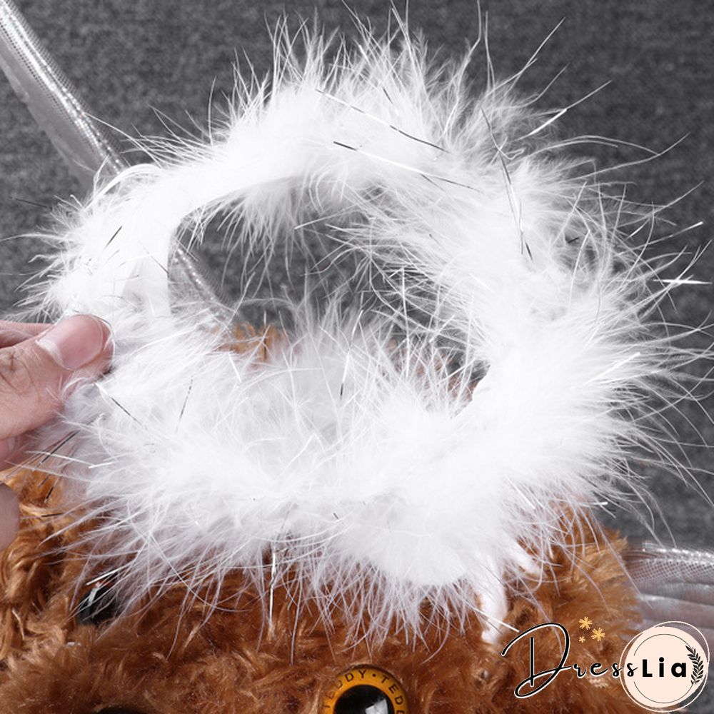 1Pc Pet Halloween Costume Cosplay Angel White Wing and Headband for Dog Cat Rabbit Piggy Party Theme Birthday Christmas