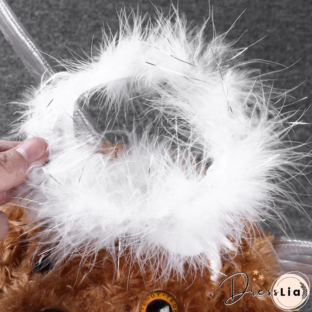 1Pc Pet Halloween Costume Cosplay Angel White Wing and Headband for Dog Cat Rabbit Piggy Party Theme Birthday Christmas