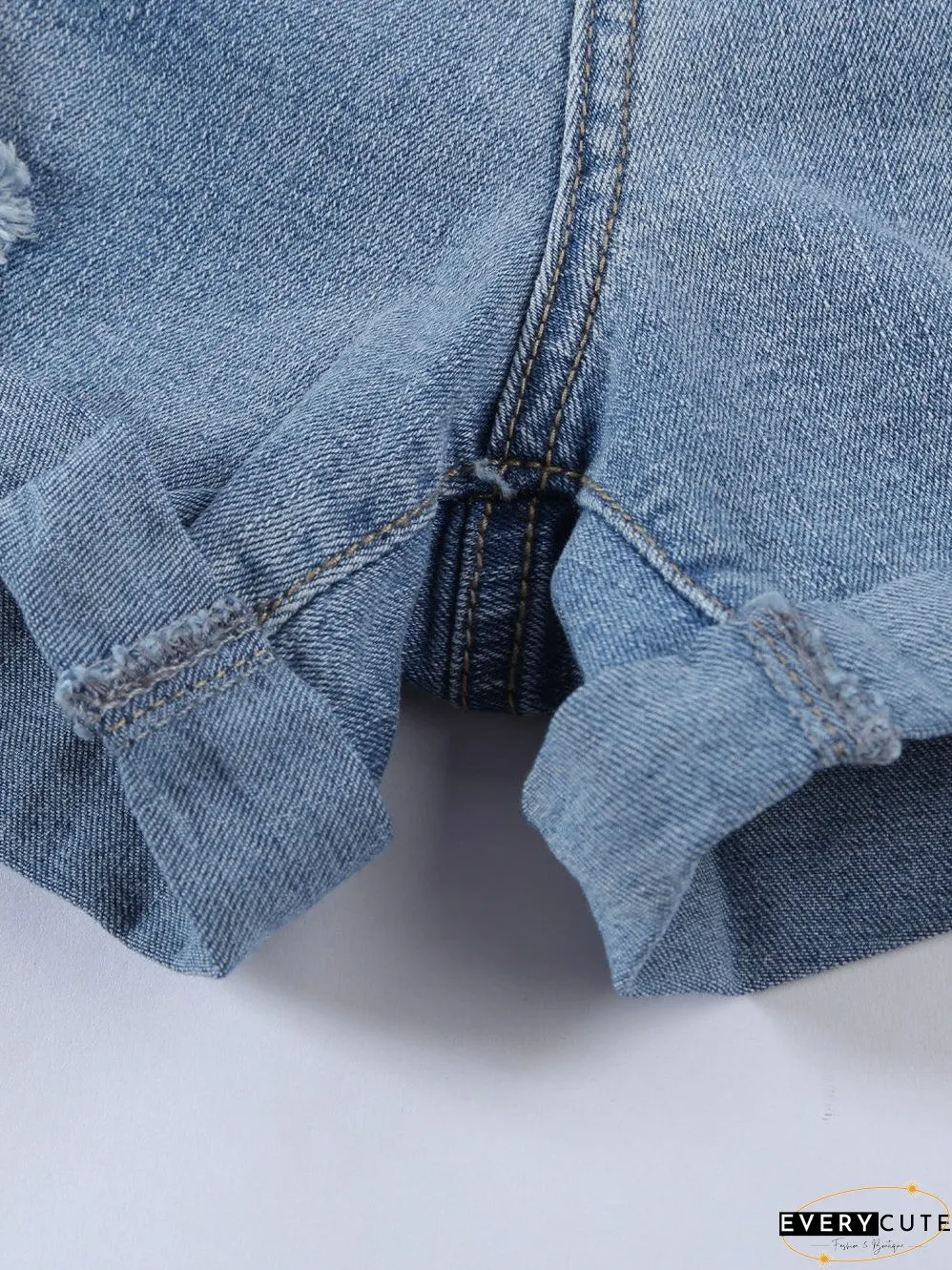 Patriotic Lace-Up Denim Shorts, Distressed