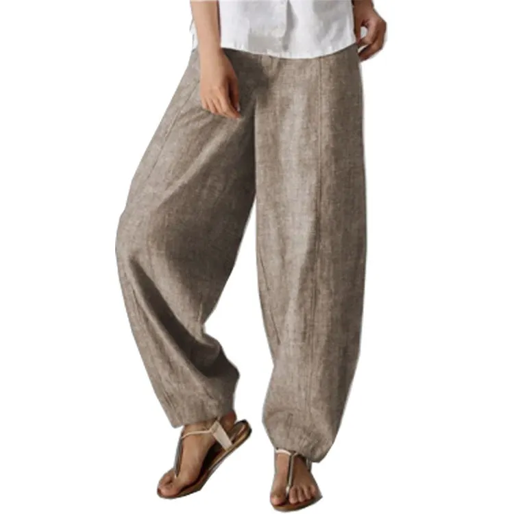 Brownm Pants British Style Solid Color High Waist Wide Leg Casual Trousers