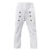 Men's Casual Hawaii Beach Multi Button Cotton Linen Trousers by Inlyline