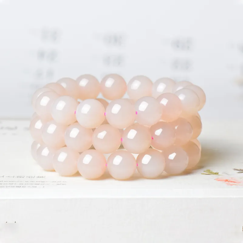 Natural Hetian Jade Lotus Root Powder Jade Bracelet 12MM
