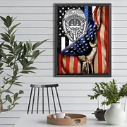 American Flag Sea Fish 30*40cm(canvas) full round drill diamond painting