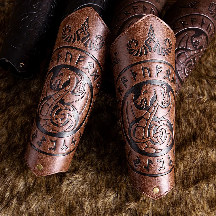 Coutureaura Dragon With Rune Eco Leather Arm Bracers