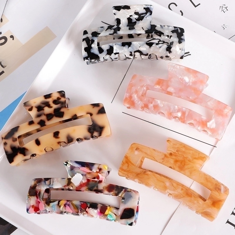 Minimalist Color Block Acetic Acid Sheets Carving Hair Claws 1 Piece