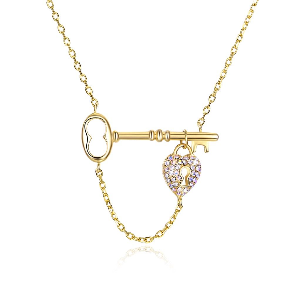 Crystal  Rhinestone Key Lock Necklace