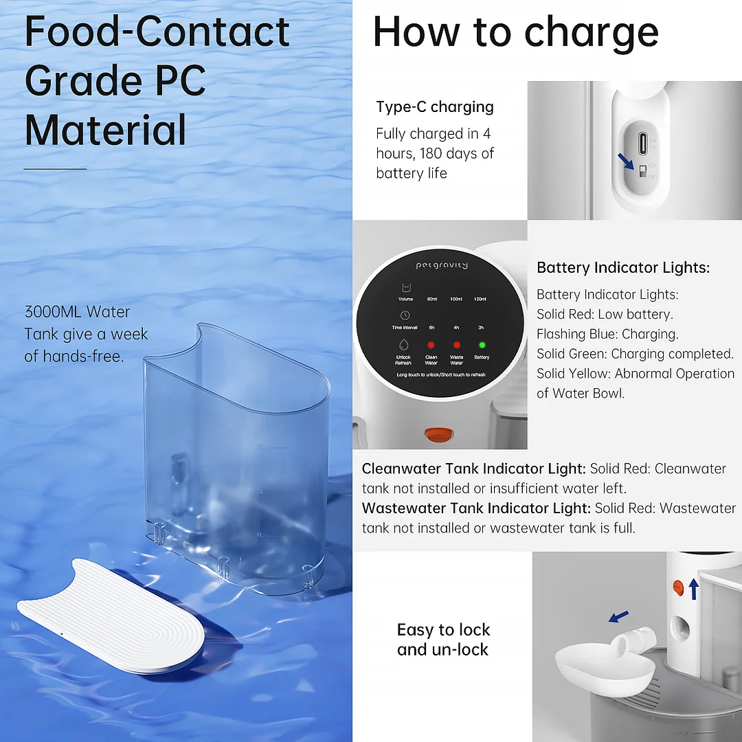 Flowing Water Rechargeable Pet Automatic Water Feeder