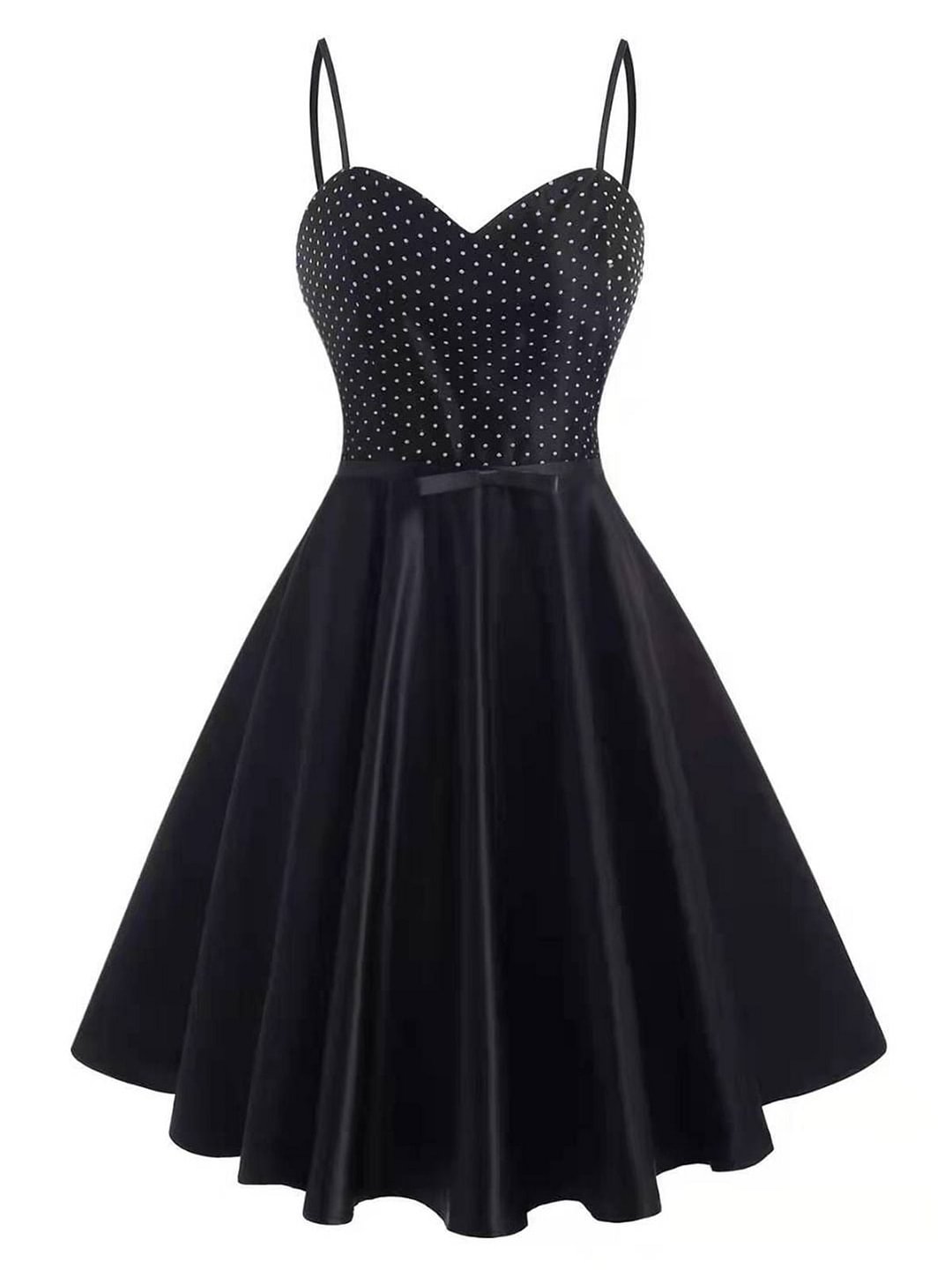 Black 1950s Polka Dot Strap Dress