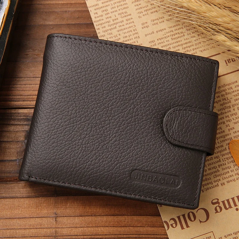 JINBAOLAI Men's Wallet Leather Short Paragraph Foreign Trade Retro Zipper Buckle Wallet Wallet New Wallet Wallet Coin Purse