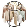 Circular Drying Rack with Wheels Display Hanging Clothes Rack for Clothing Store
