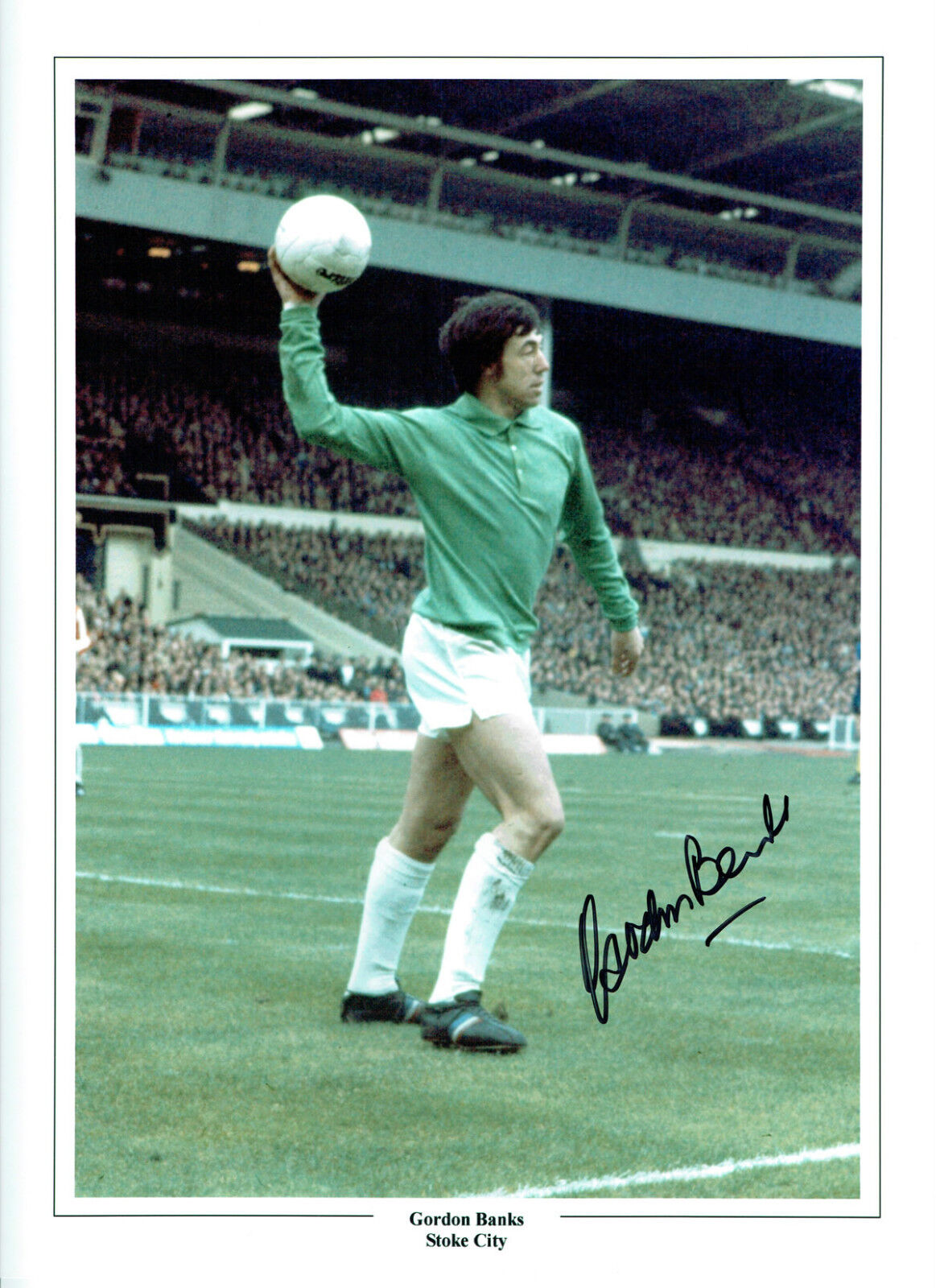 Gordon BANKS Signed Autograph Stoke City Goalkeeper LEGEND 16x12 Photo Poster painting AFTAL COA