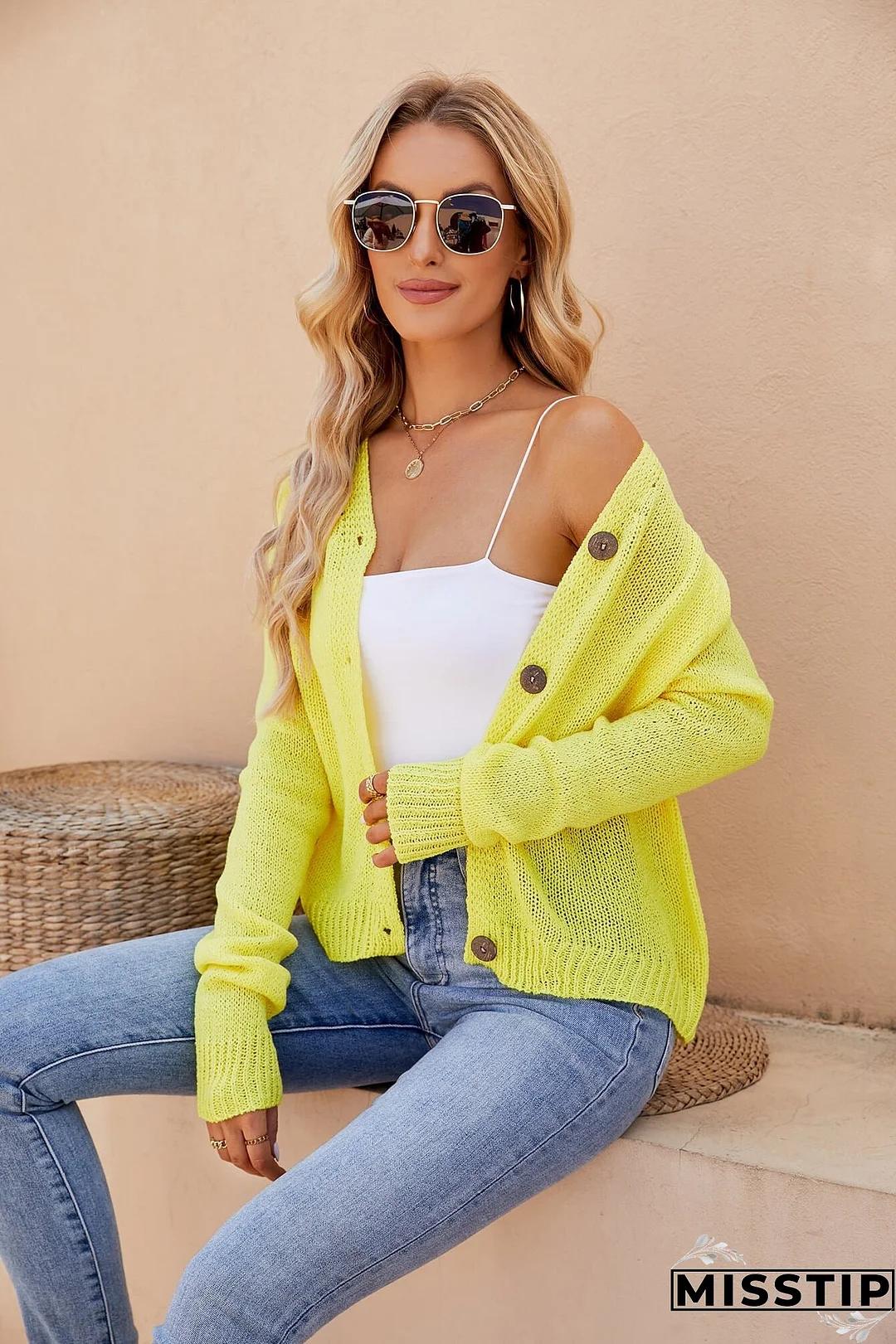 Raglan Sleeve Button Front Cardigan