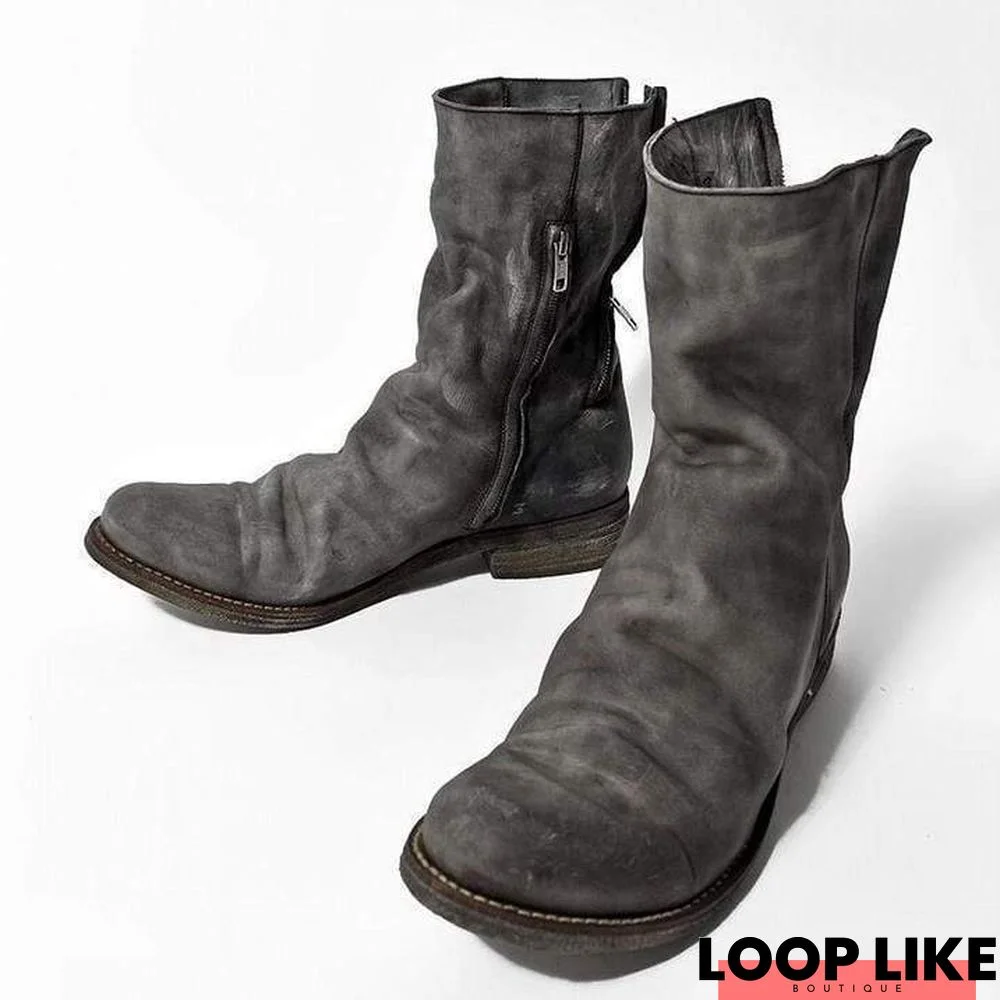 Men's Retro Handmade Leather Cowboy Boots