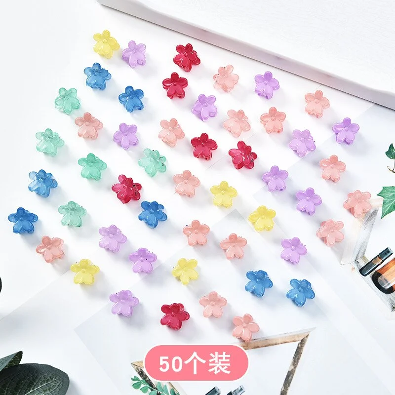 20-50 Pcs Baby Girls Small Hair Claw Cute Candy Color Flower Blossoms Jaw Clip Children Hairpin Hair Accessories New Fashion