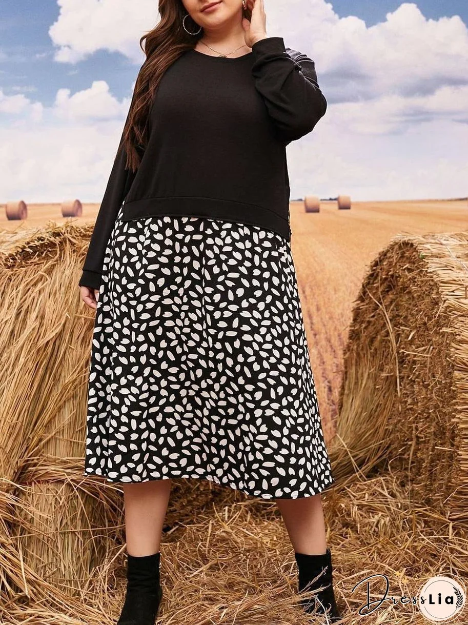 Crew Neck Plus Size Dress for Women