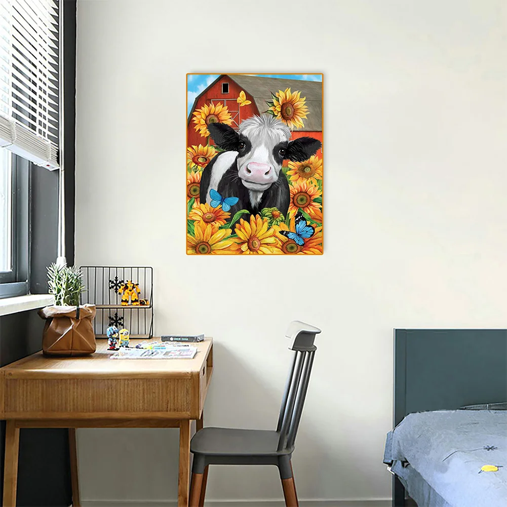 Full Round Diamond Painting 30*40cm - Sunflower Cow