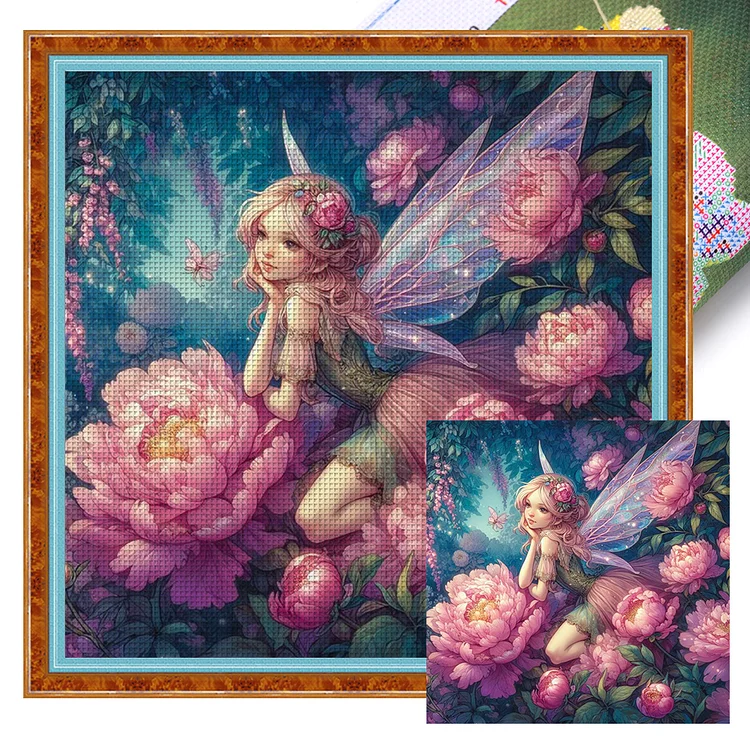 『YiShu』Rose Butterfly Fairy - 11CT Stamped Cross Stitch(40*40cm)
