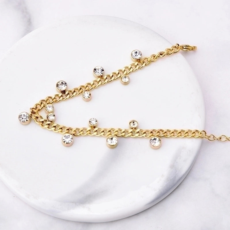 Fashion Geometric Titanium Steel Inlaid Zircon Bracelets